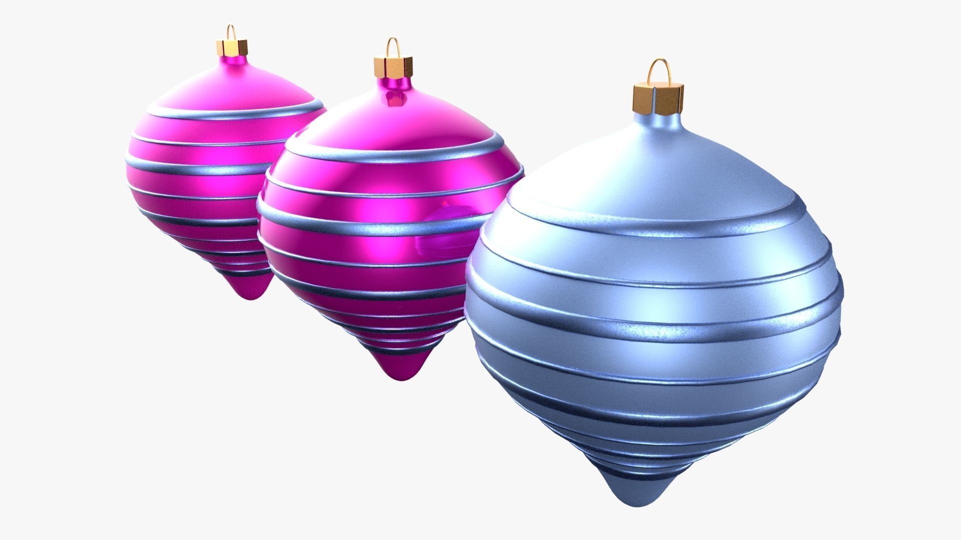 Christmas Tree Ornament Set9 - Pink LightBlue Low-poly 3D model_4