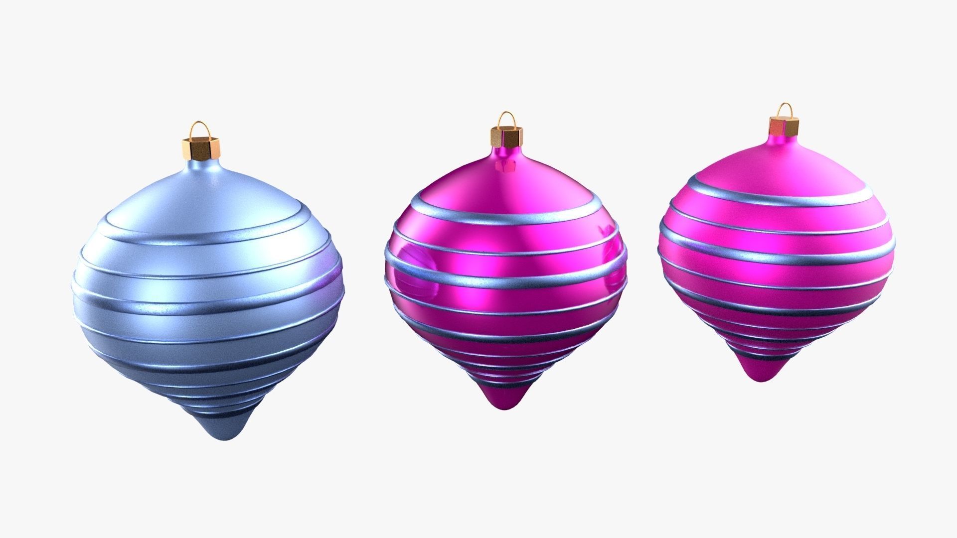 Christmas Tree Ornament Set9 - Pink LightBlue Low-poly 3D model_1