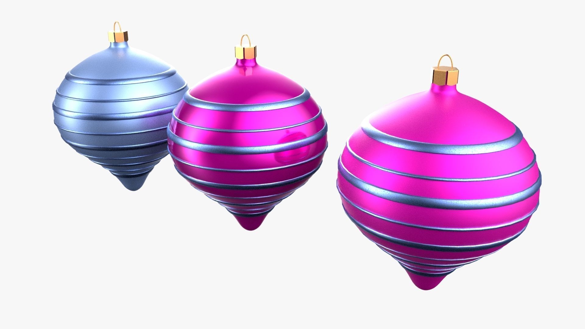 Christmas Tree Ornament Set9 - Pink LightBlue Low-poly 3D model_2