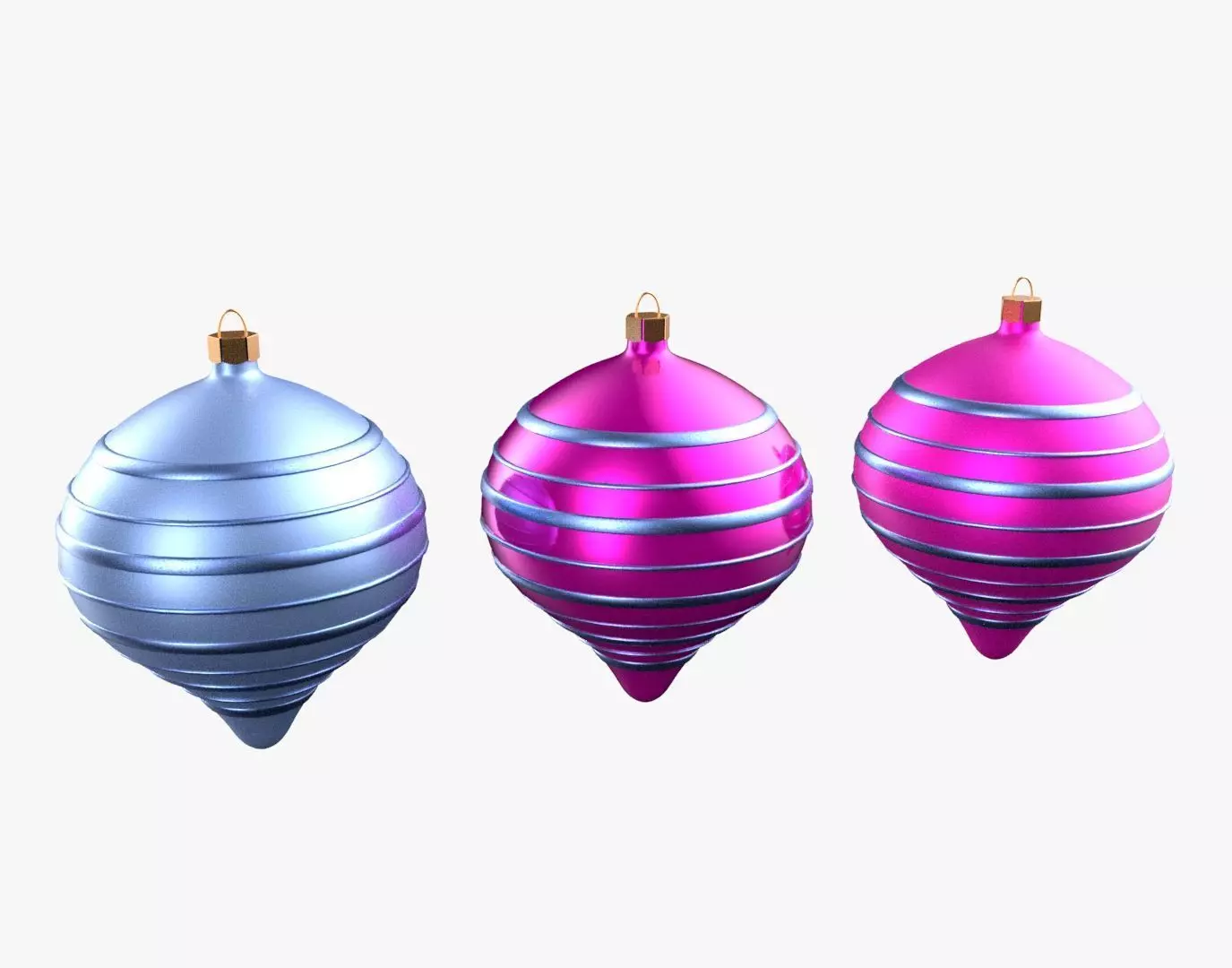 Christmas Tree Ornament Set9 - Pink LightBlue Low-poly 3D model_0