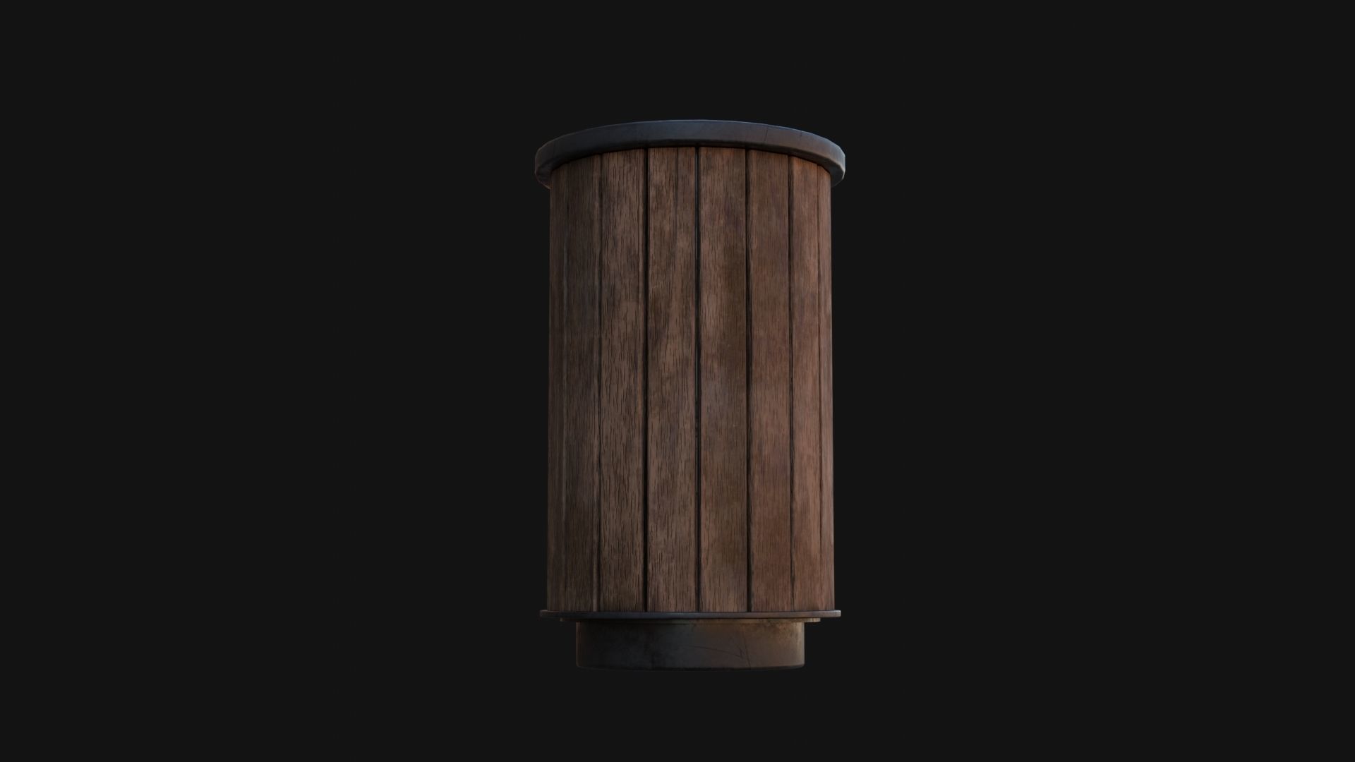 Street Trash Can Low-poly 3D model_3
