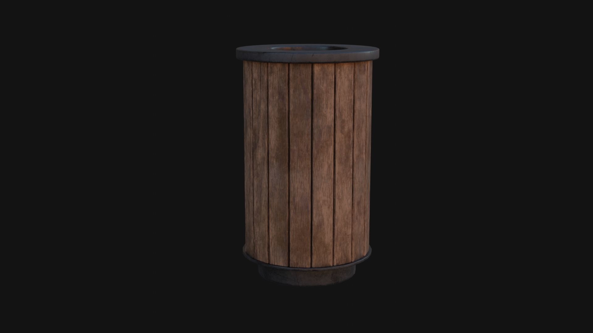 Street Trash Can Low-poly 3D model_2