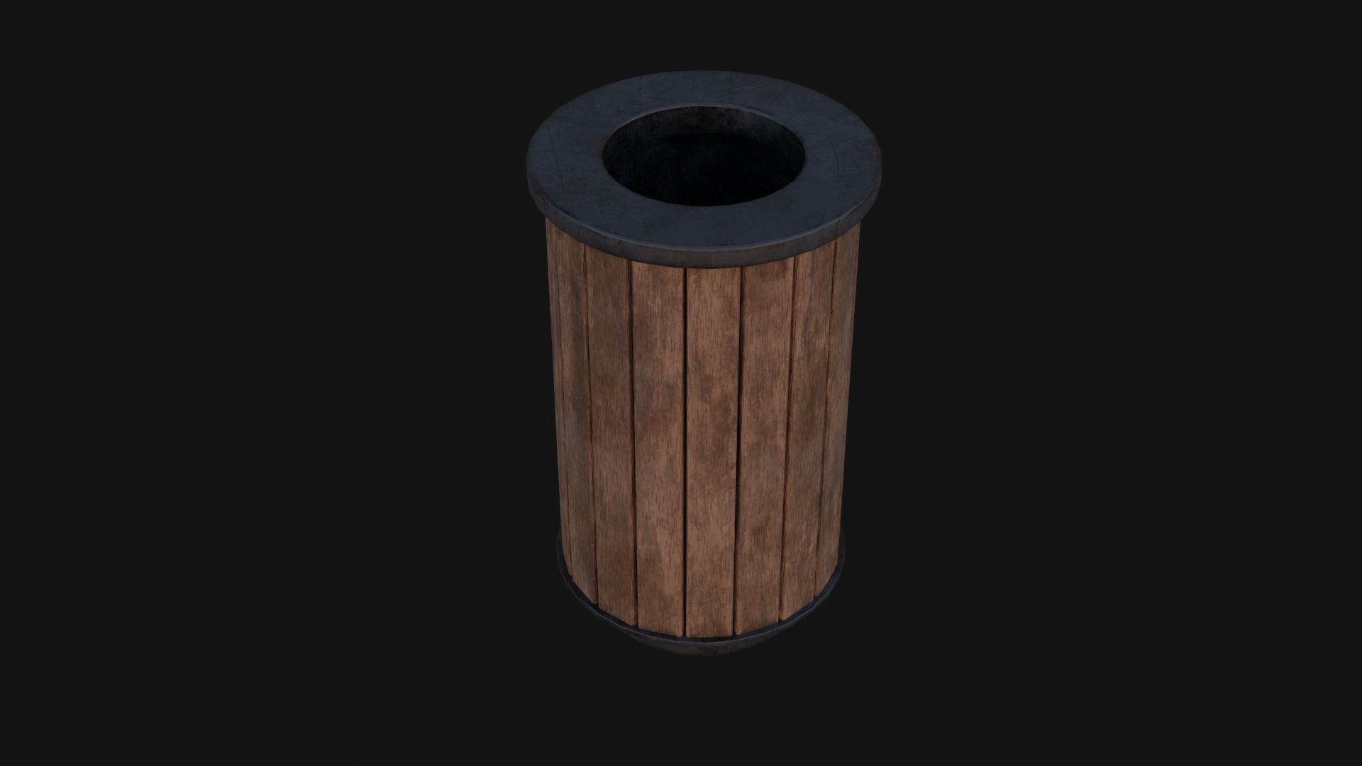 Street Trash Can Low-poly 3D model_1