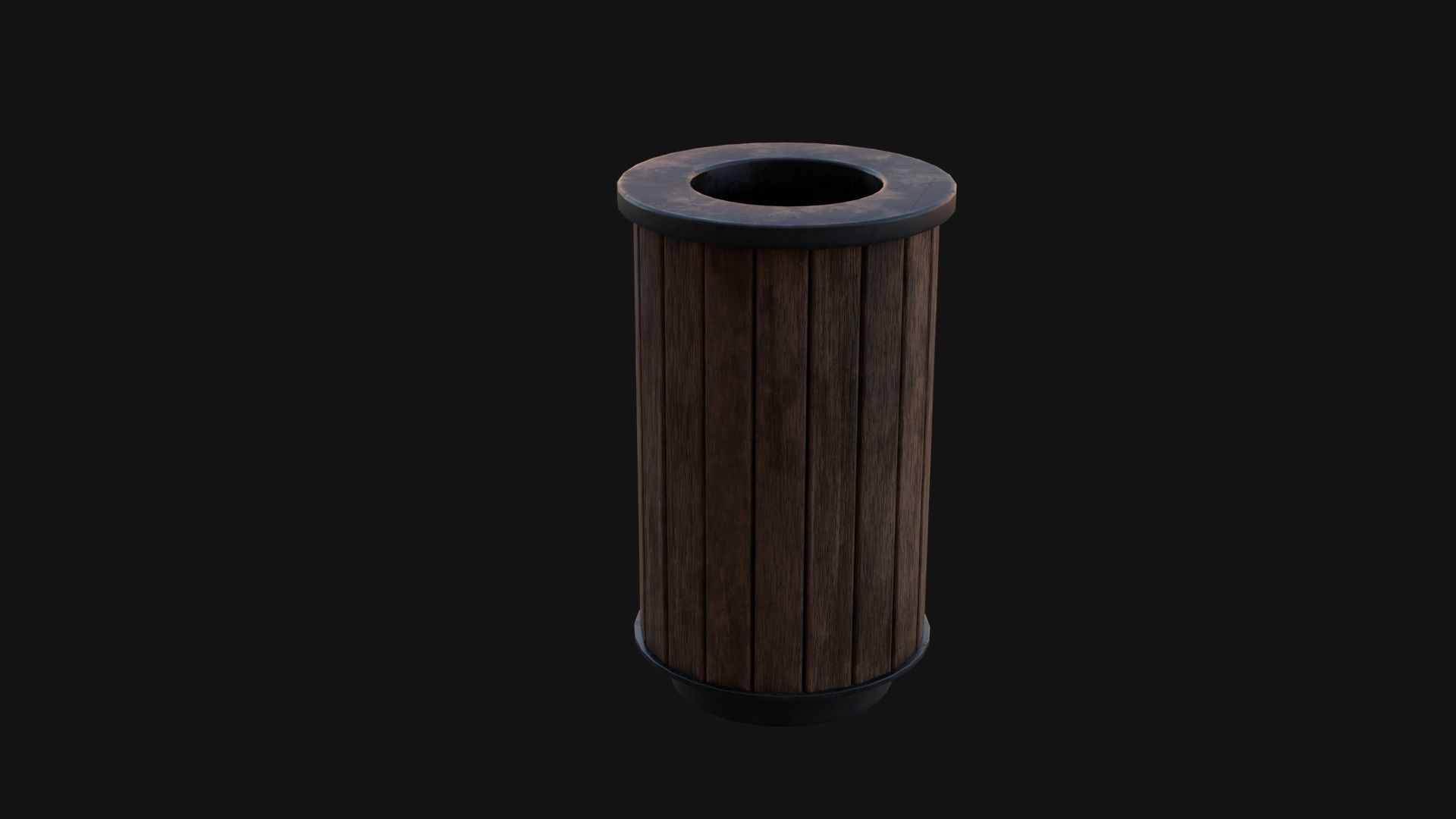 Street Trash Can Low-poly 3D model_5