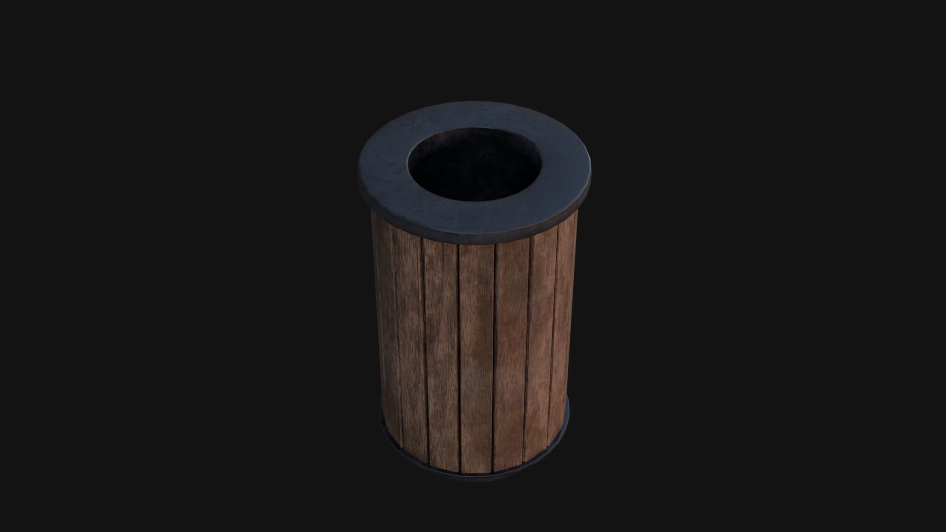 Street Trash Can Low-poly 3D model_4