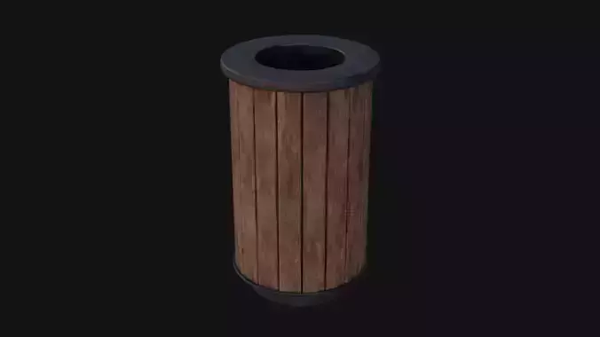 Street Trash Can Low-poly 3D model