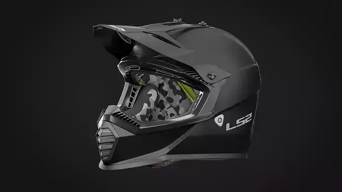 Motocross Helmet LS2 - Matte Version 3D model