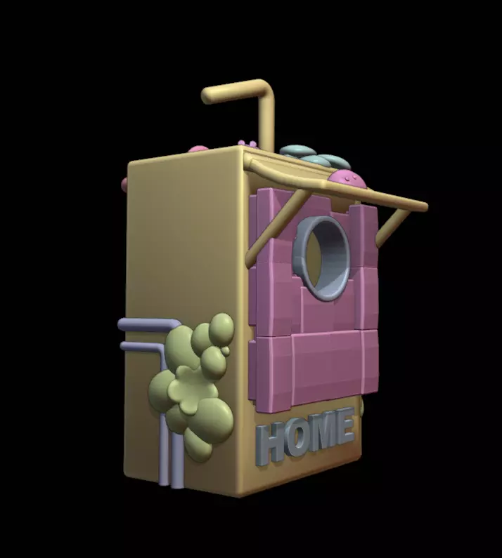 JUICE BOX   CUTE BIRDHOUSE  3D print model_0