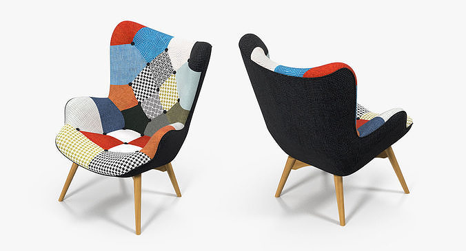 Grant Featherston Lounge Chair Patchwork 3D model 5