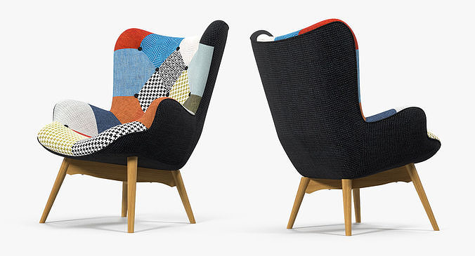 Grant Featherston Lounge Chair Patchwork 3D model 4
