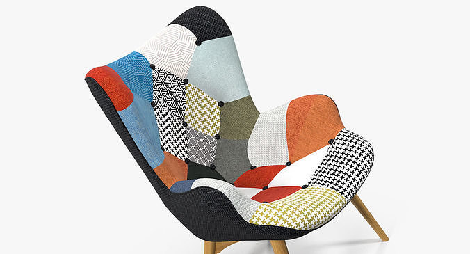 Grant Featherston Lounge Chair Patchwork 3D model 6