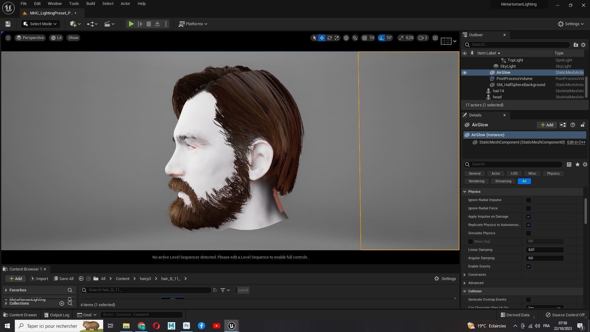 Classic Side Part Hair - Mustache - Beard Low-Poly Low-poly 3D model_21