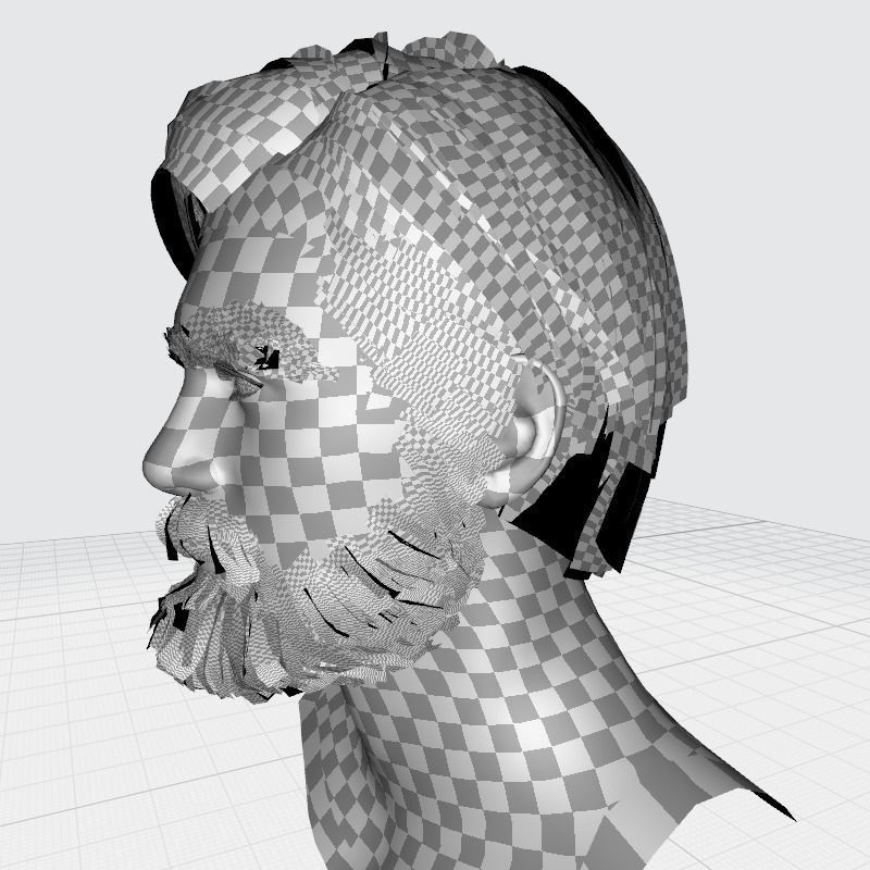 Classic Side Part Hair - Mustache - Beard Low-Poly Low-poly 3D model_25