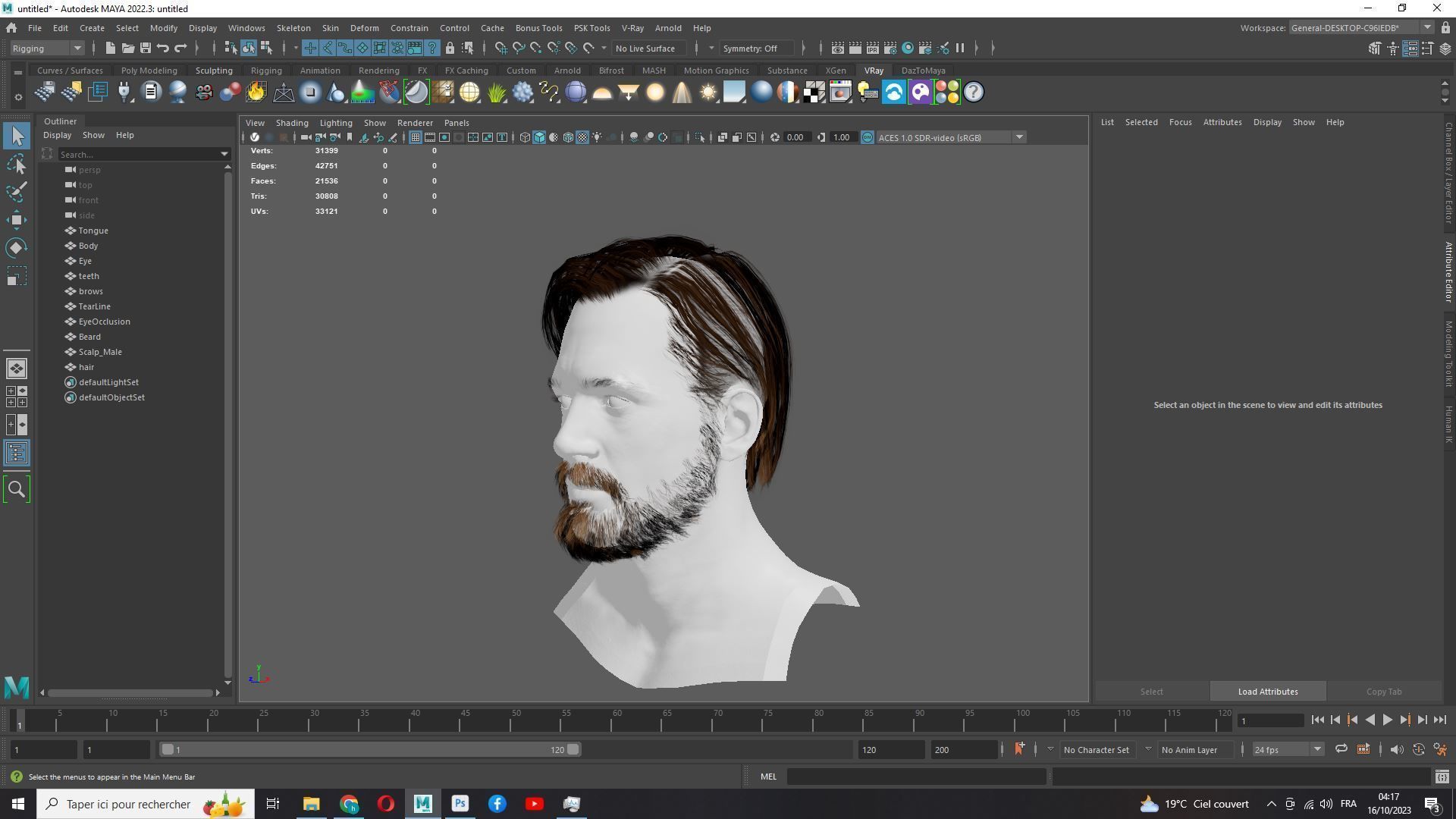 Classic Side Part Hair - Mustache - Beard Low-Poly Low-poly 3D model_16