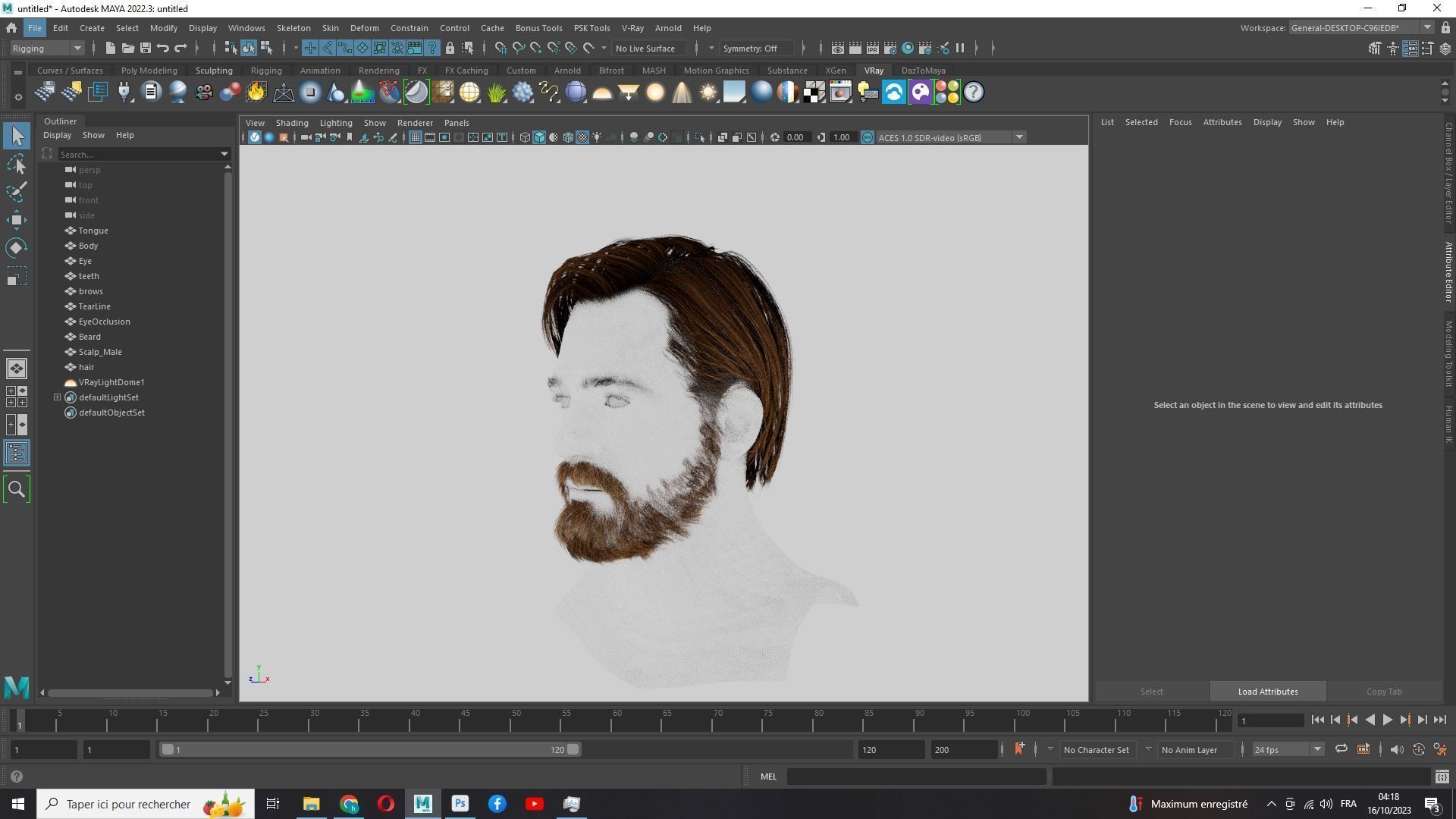 Classic Side Part Hair - Mustache - Beard Low-Poly Low-poly 3D model_17