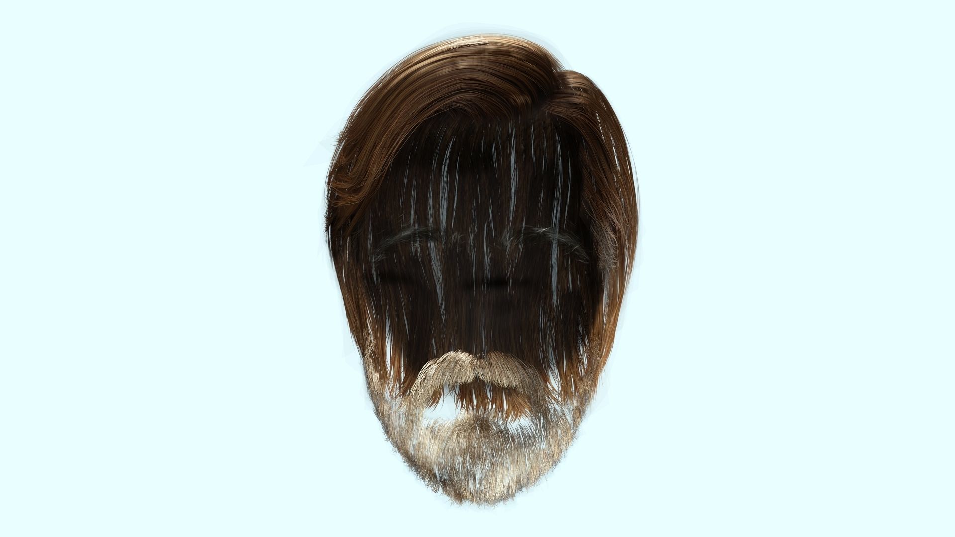 Classic Side Part Hair - Mustache - Beard Low-Poly Low-poly 3D model_3