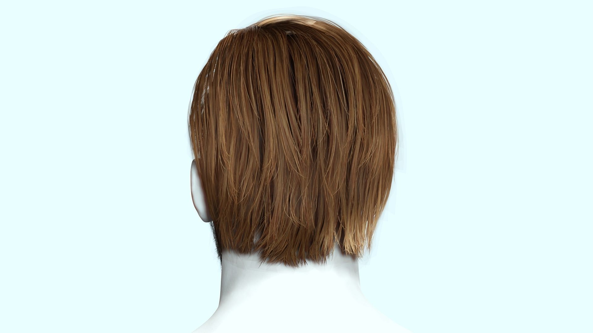 Classic Side Part Hair - Mustache - Beard Low-Poly Low-poly 3D model_10