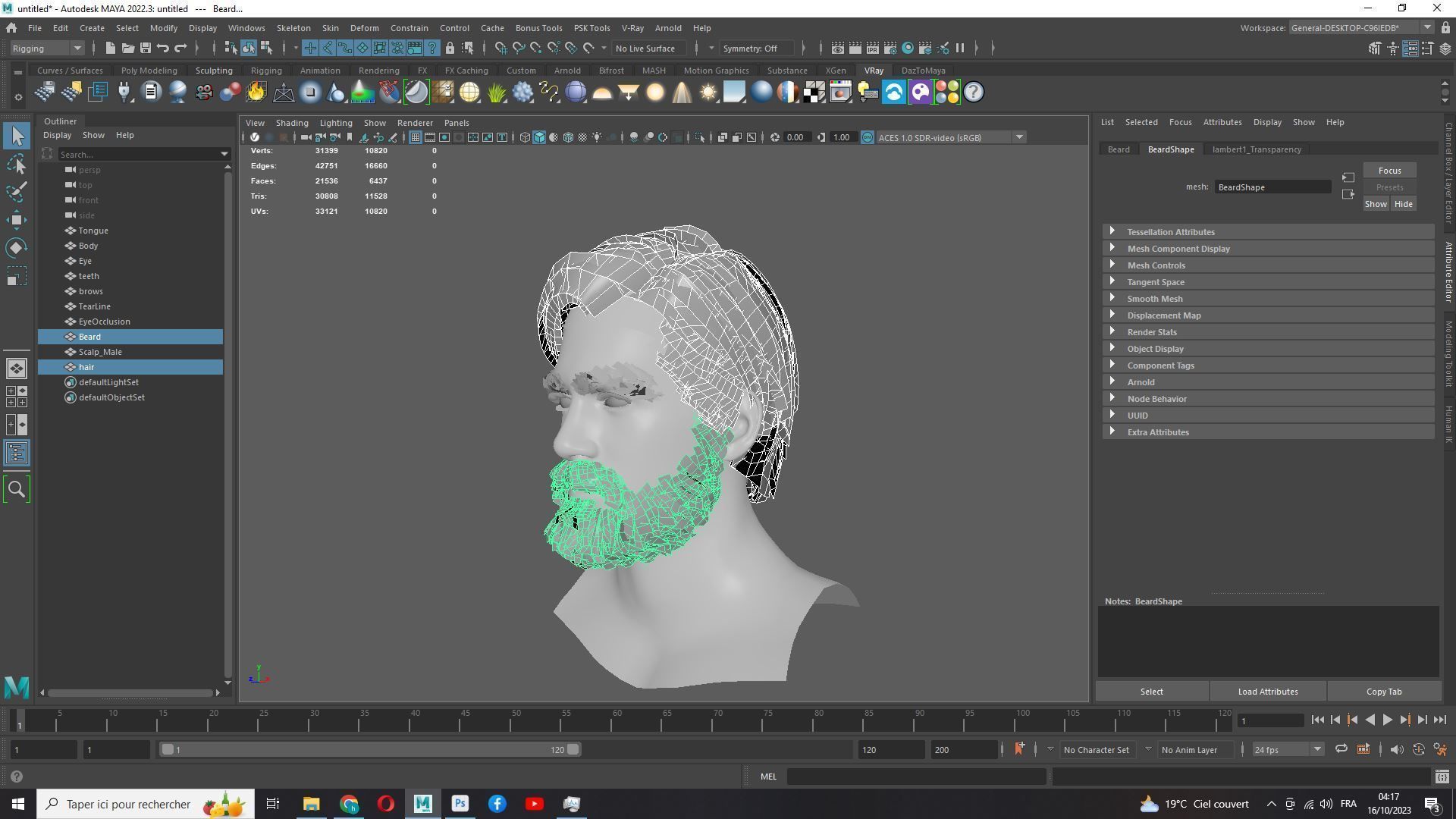 Classic Side Part Hair - Mustache - Beard Low-Poly Low-poly 3D model_15