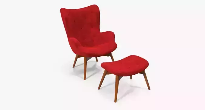 Grant Featherston Contour Style Wing Chair Velvet