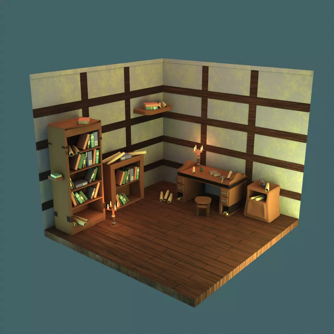 Stylized Room Free 3D model_0