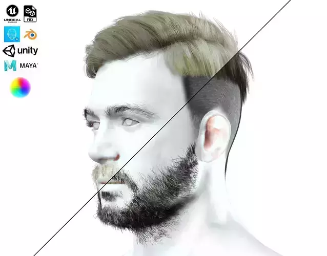 Side Part Man Hair Style - Beard - Mustache