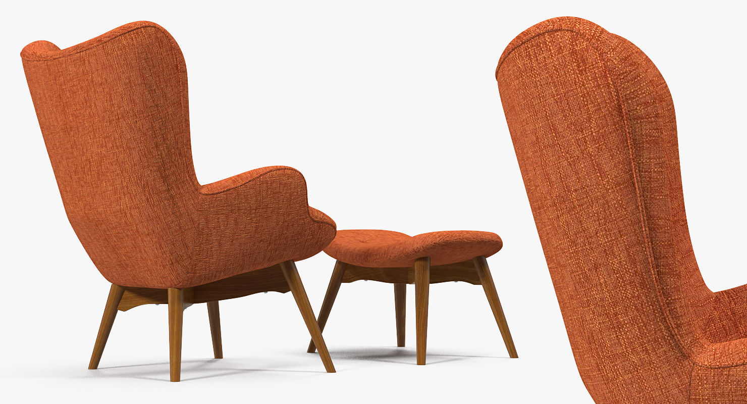 Grant Featherston Contour Style Chair Orange 3D model_4