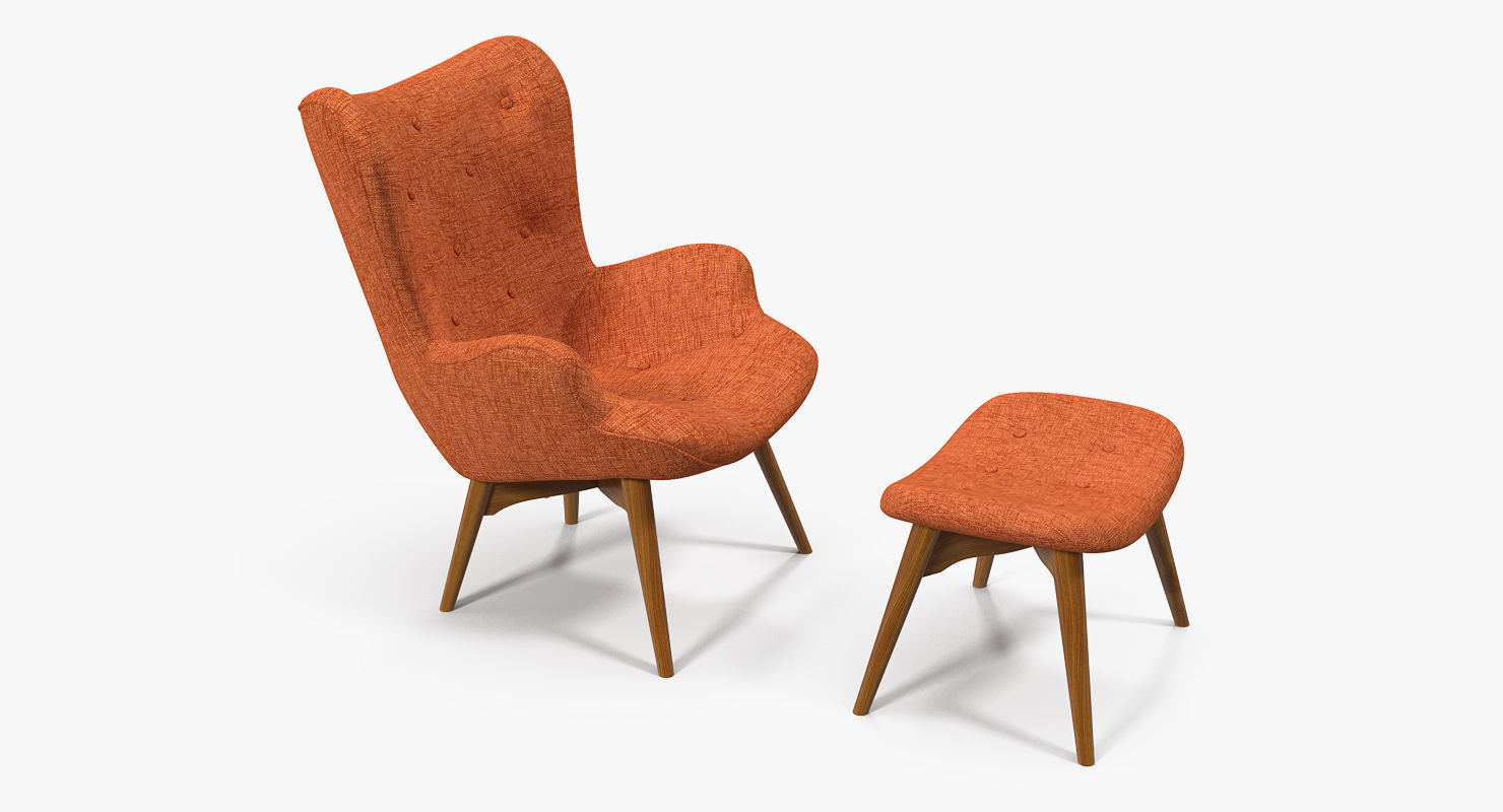 Grant Featherston Contour Style Chair Orange 3D model_1