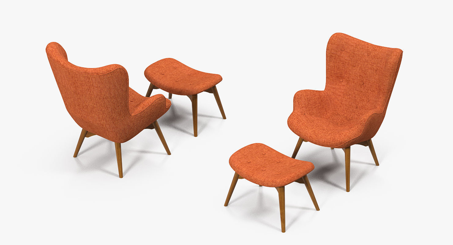 Grant Featherston Contour Style Chair Orange 3D model_5