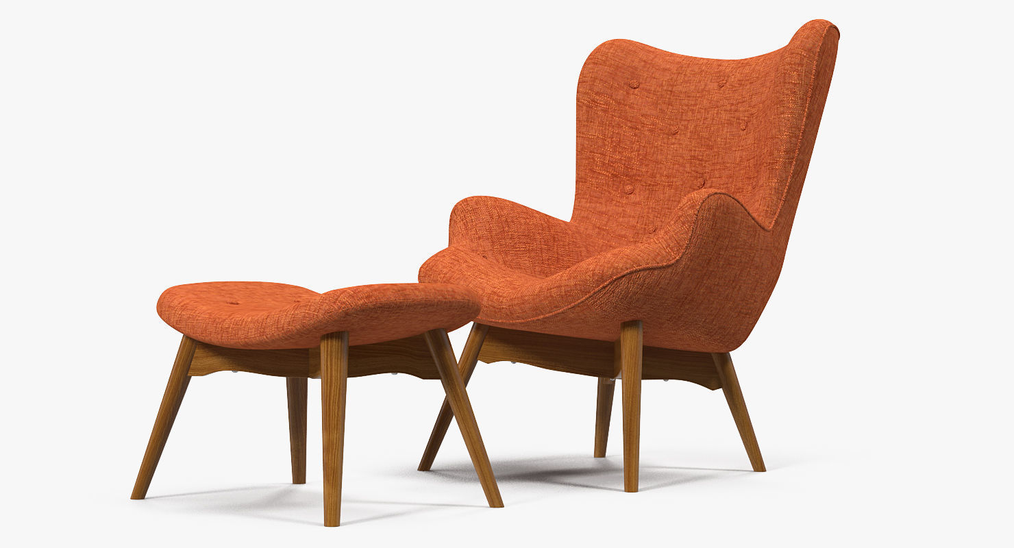 Grant Featherston Contour Style Chair Orange 3D model_3