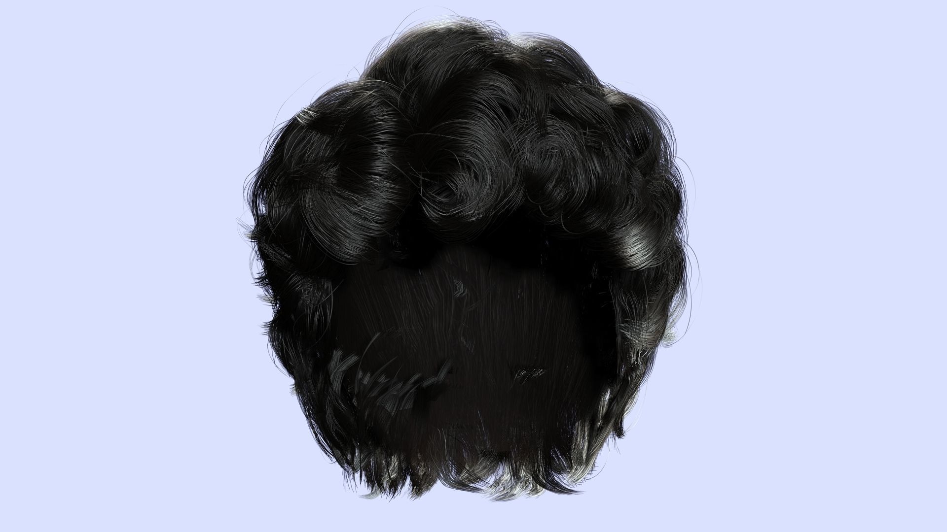 Wavy - Curly Man Hair Low-Poly 3D model_9