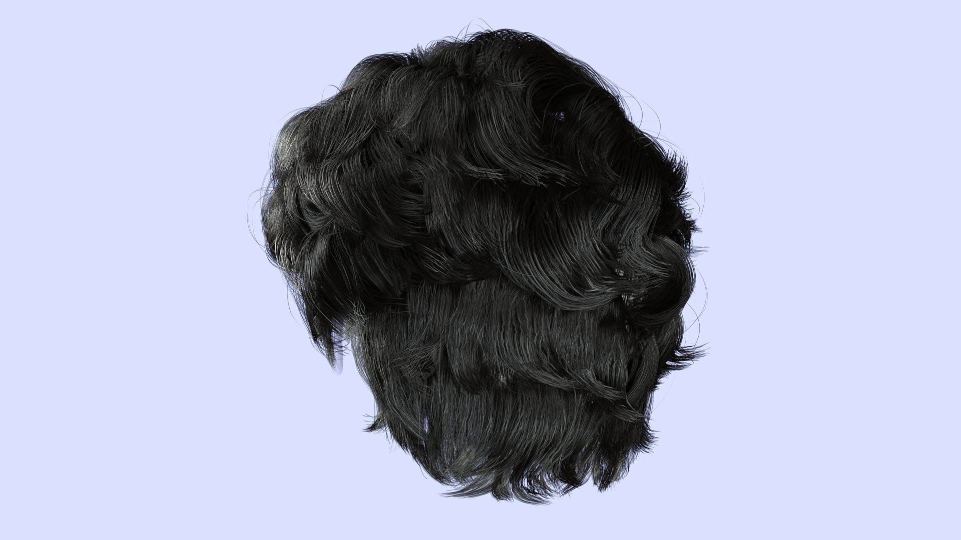 Wavy - Curly Man Hair Low-Poly 3D model_13