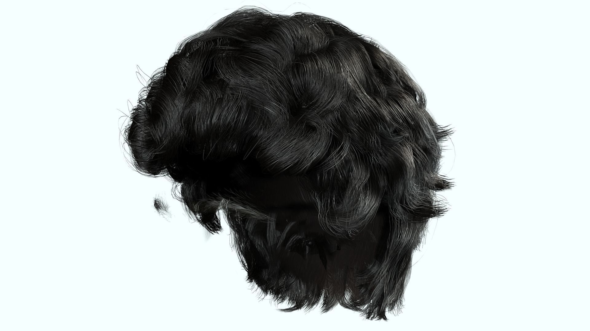 Wavy - Curly Man Hair Low-Poly 3D model_14