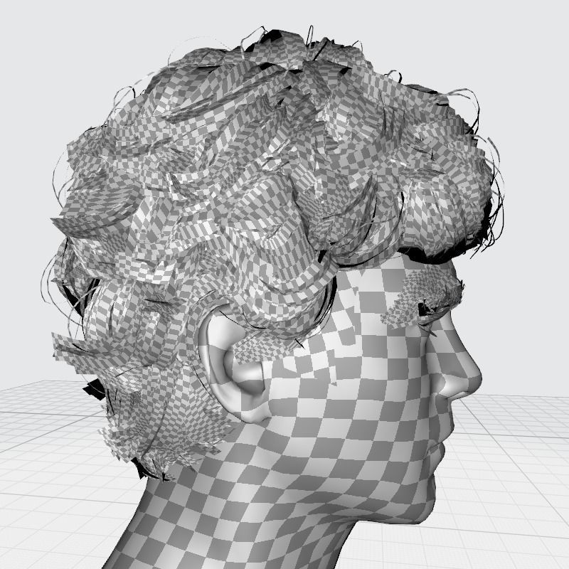 Wavy - Curly Man Hair Low-Poly 3D model_28