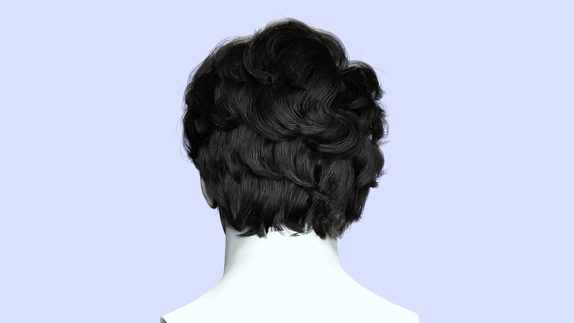 Wavy - Curly Man Hair Low-Poly 3D model_6