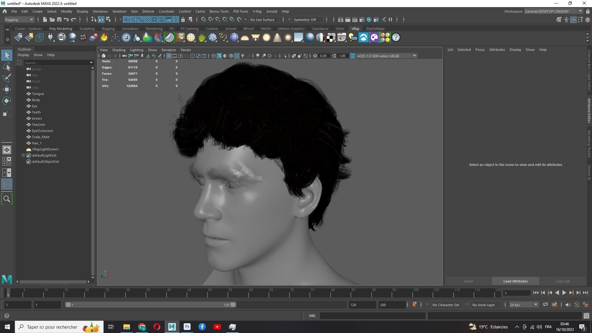 Wavy - Curly Man Hair Low-Poly 3D model_19