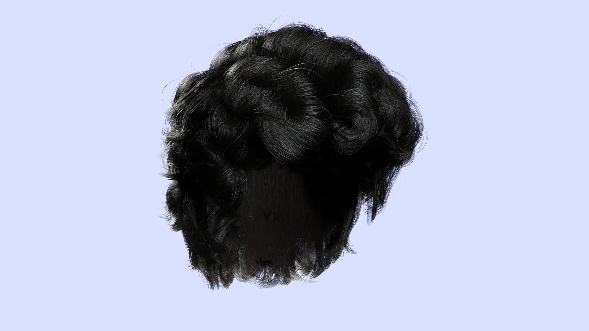 Wavy - Curly Man Hair Low-Poly 3D model_12