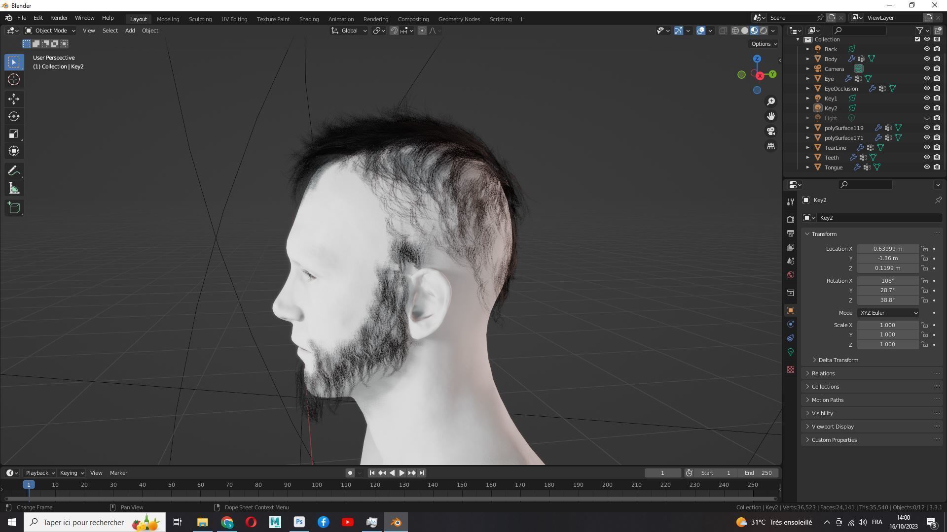 Faux Hawk Hair - Viking Style Low-poly 3D model_17