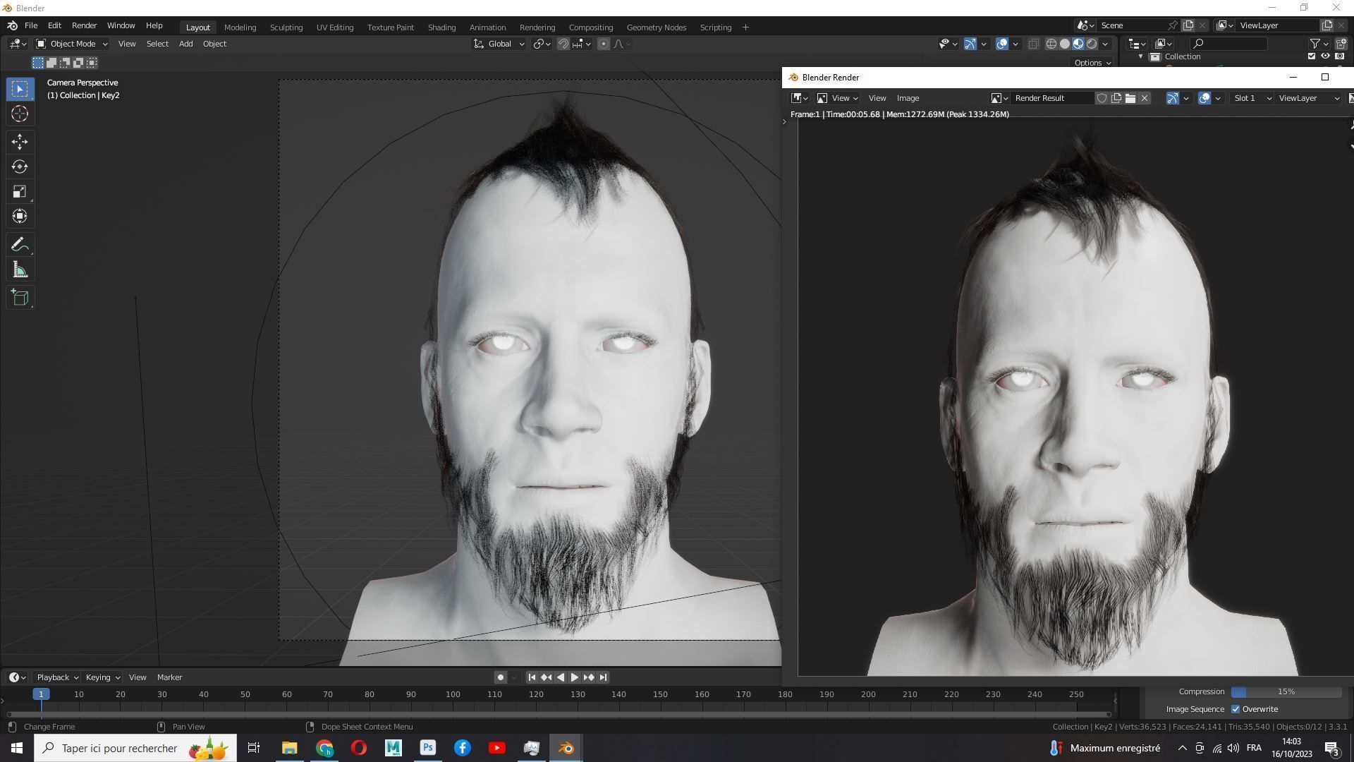 Faux Hawk Hair - Viking Style Low-poly 3D model_18