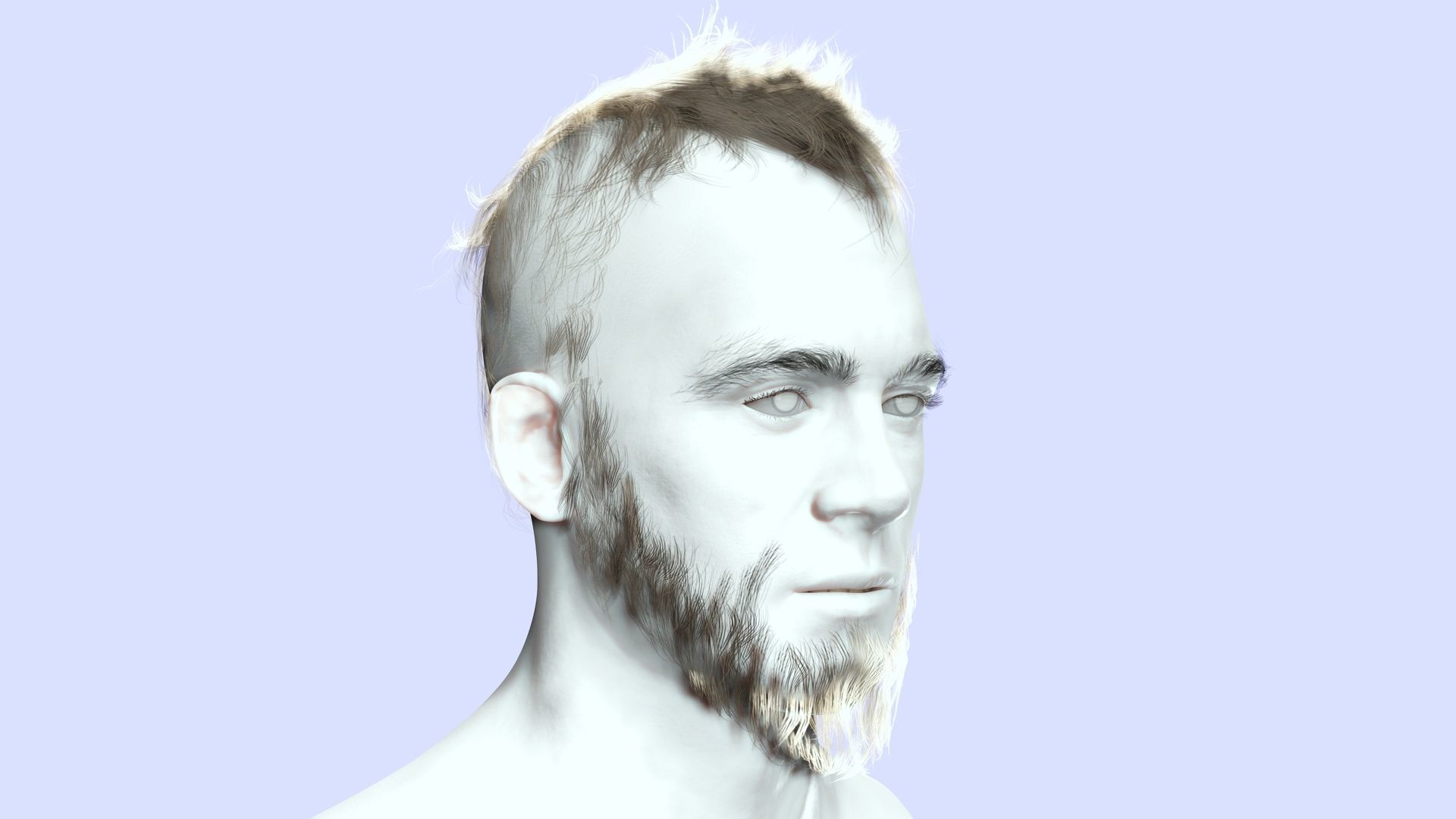 Faux Hawk Hair - Viking Style Low-poly 3D model_9