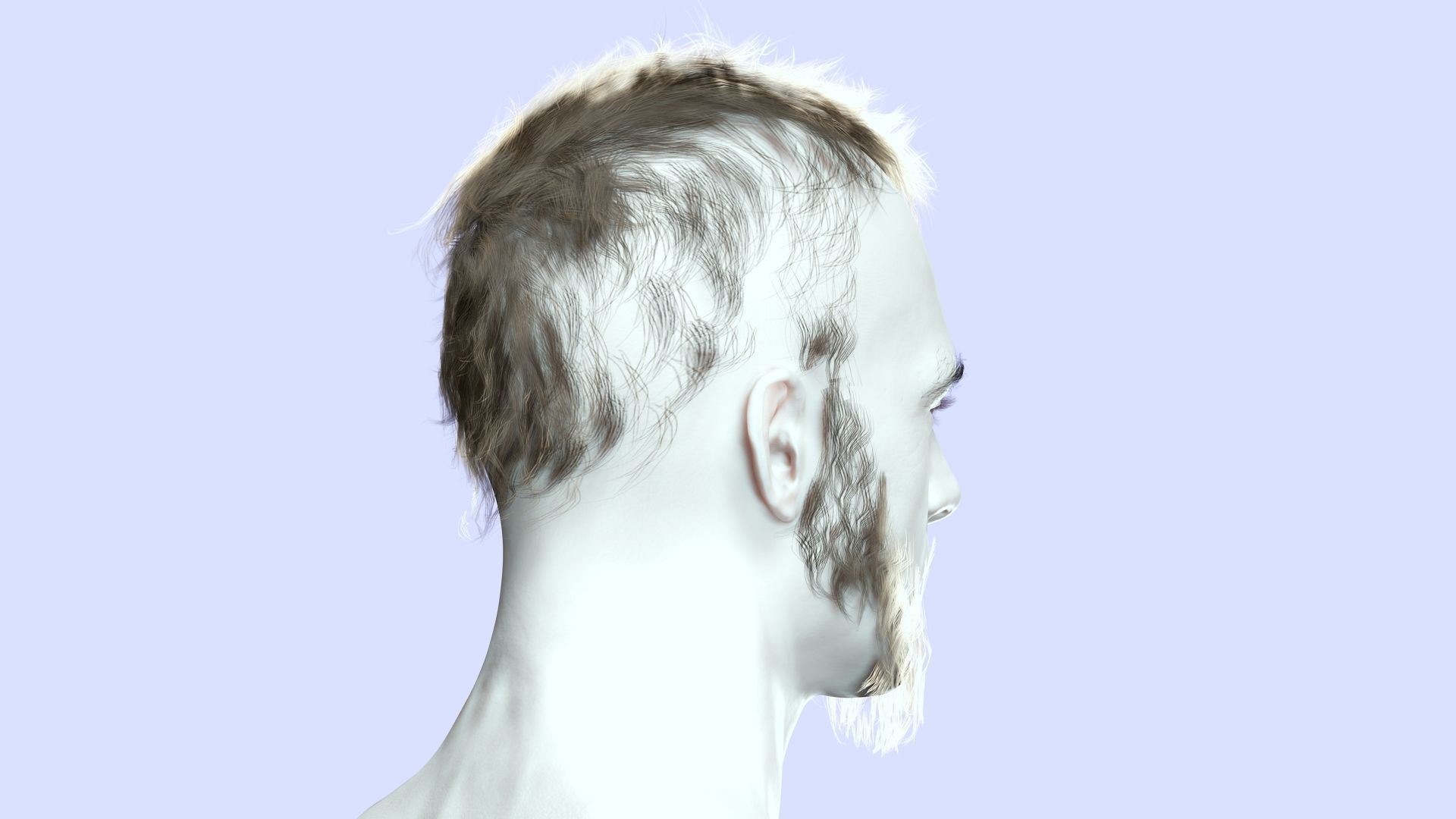 Faux Hawk Hair - Viking Style Low-poly 3D model_7