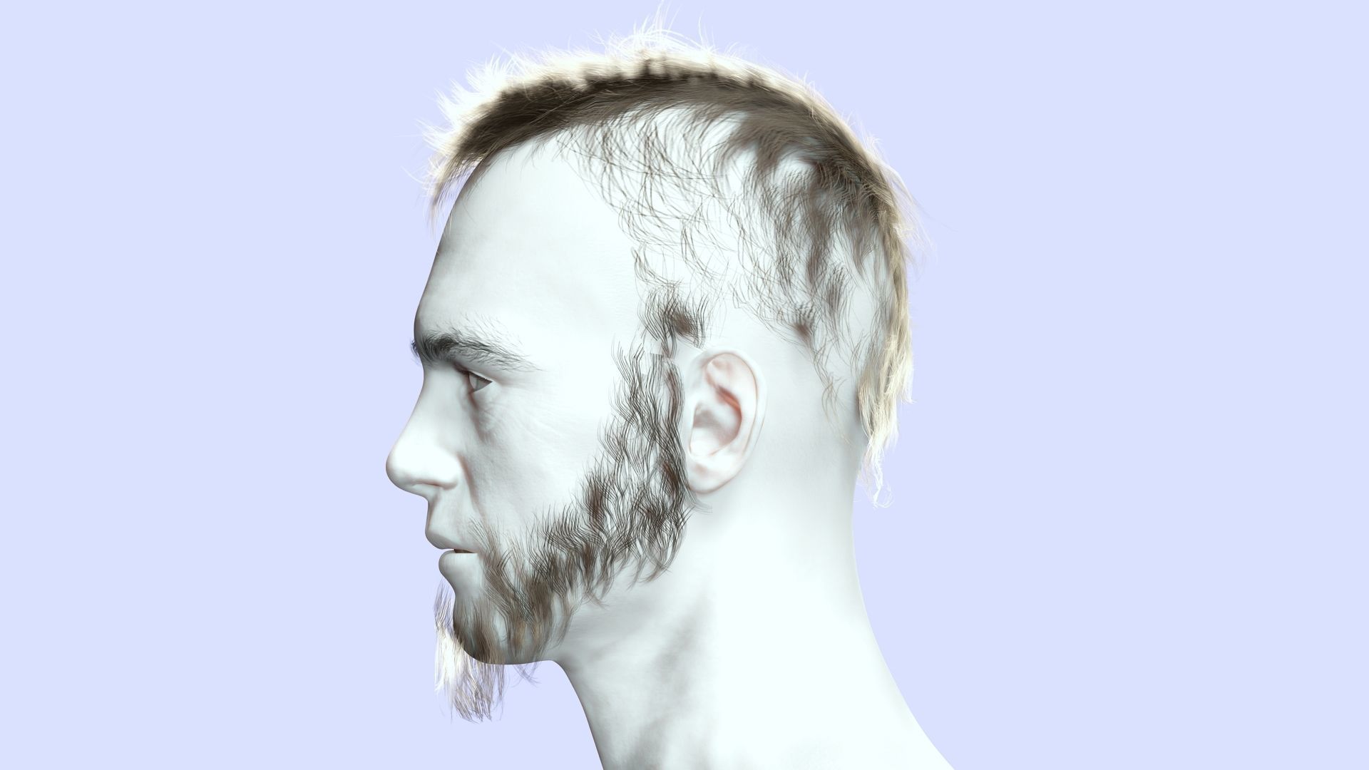 Faux Hawk Hair - Viking Style Low-poly 3D model_4