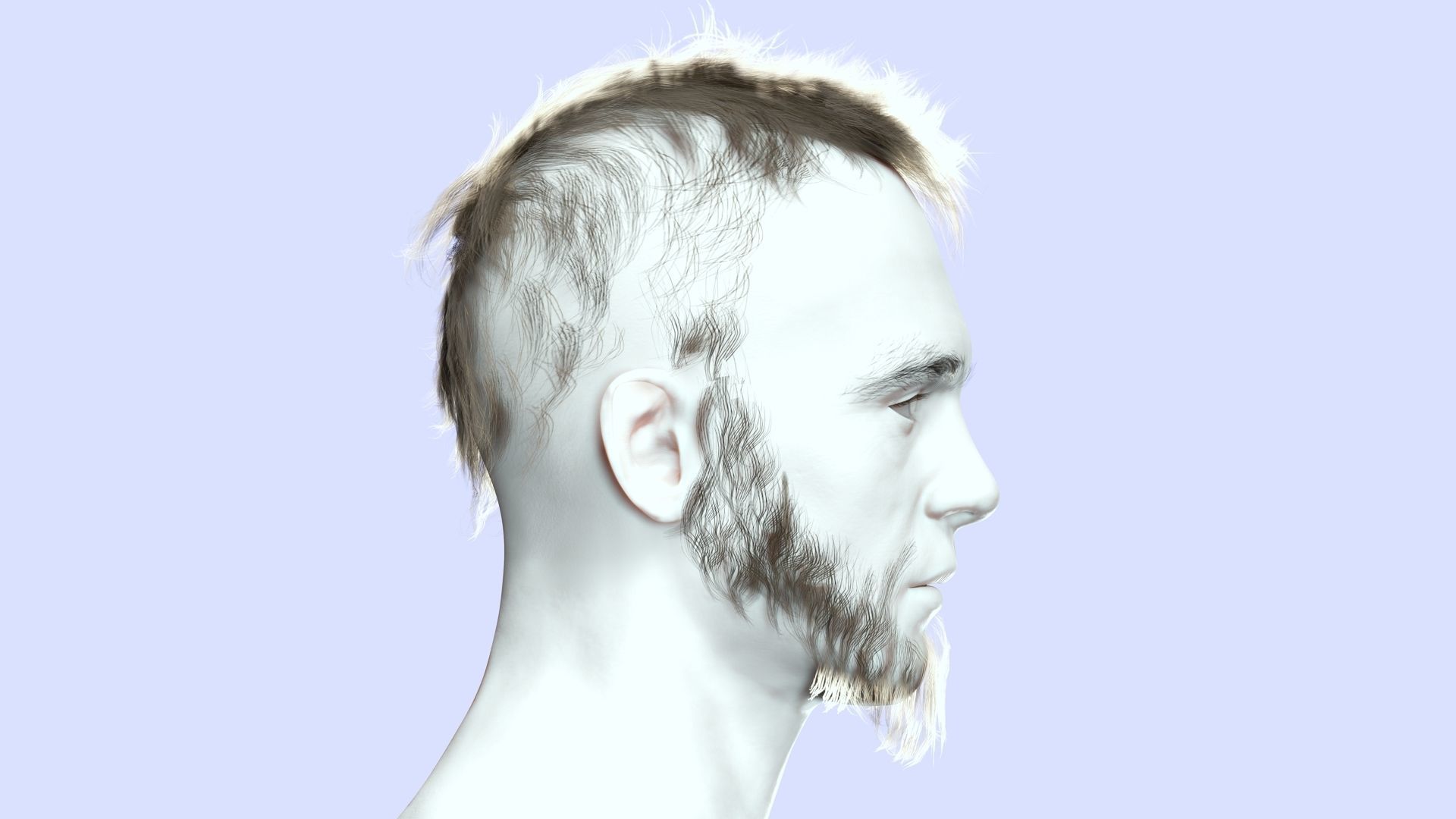 Faux Hawk Hair - Viking Style Low-poly 3D model_8