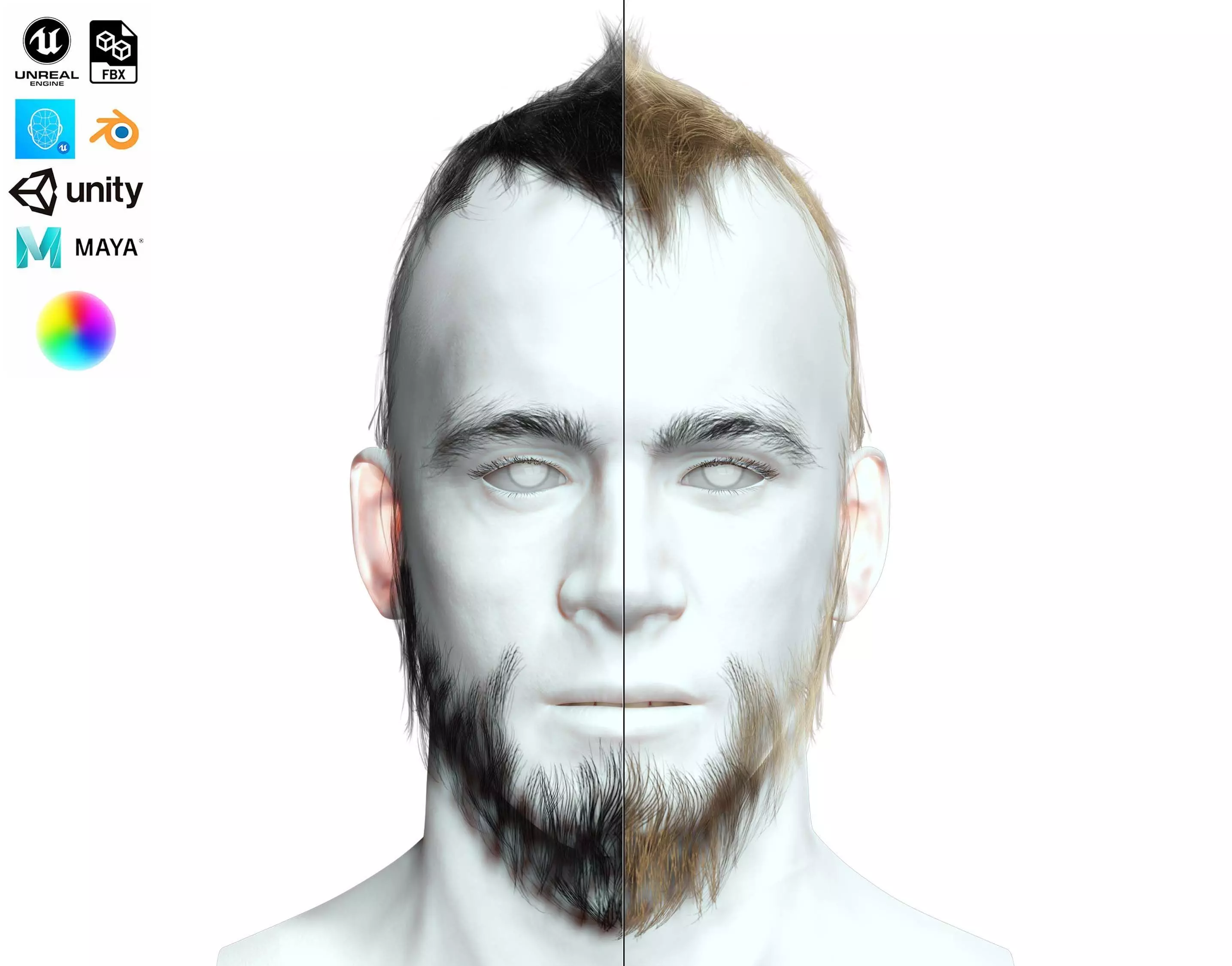 Faux Hawk Hair - Viking Style Low-poly 3D model_0