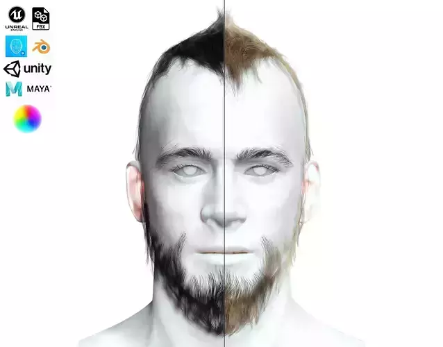 Faux Hawk Hair - Viking Style Low-poly 3D model