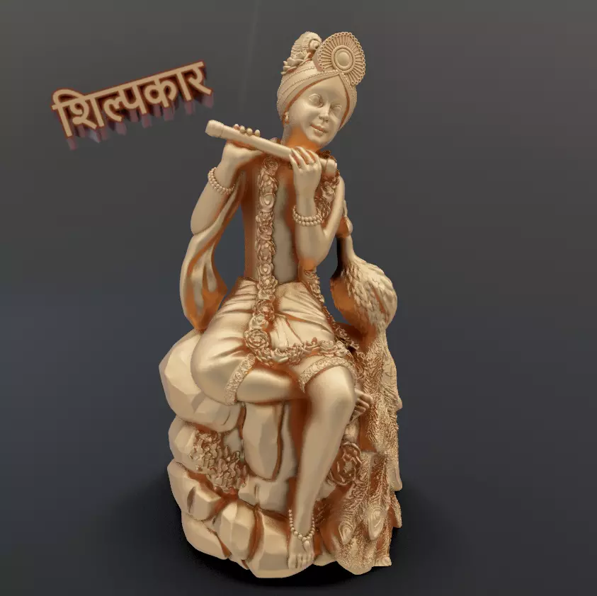 KRISHNA FLUTE AND MAUR 3D print model