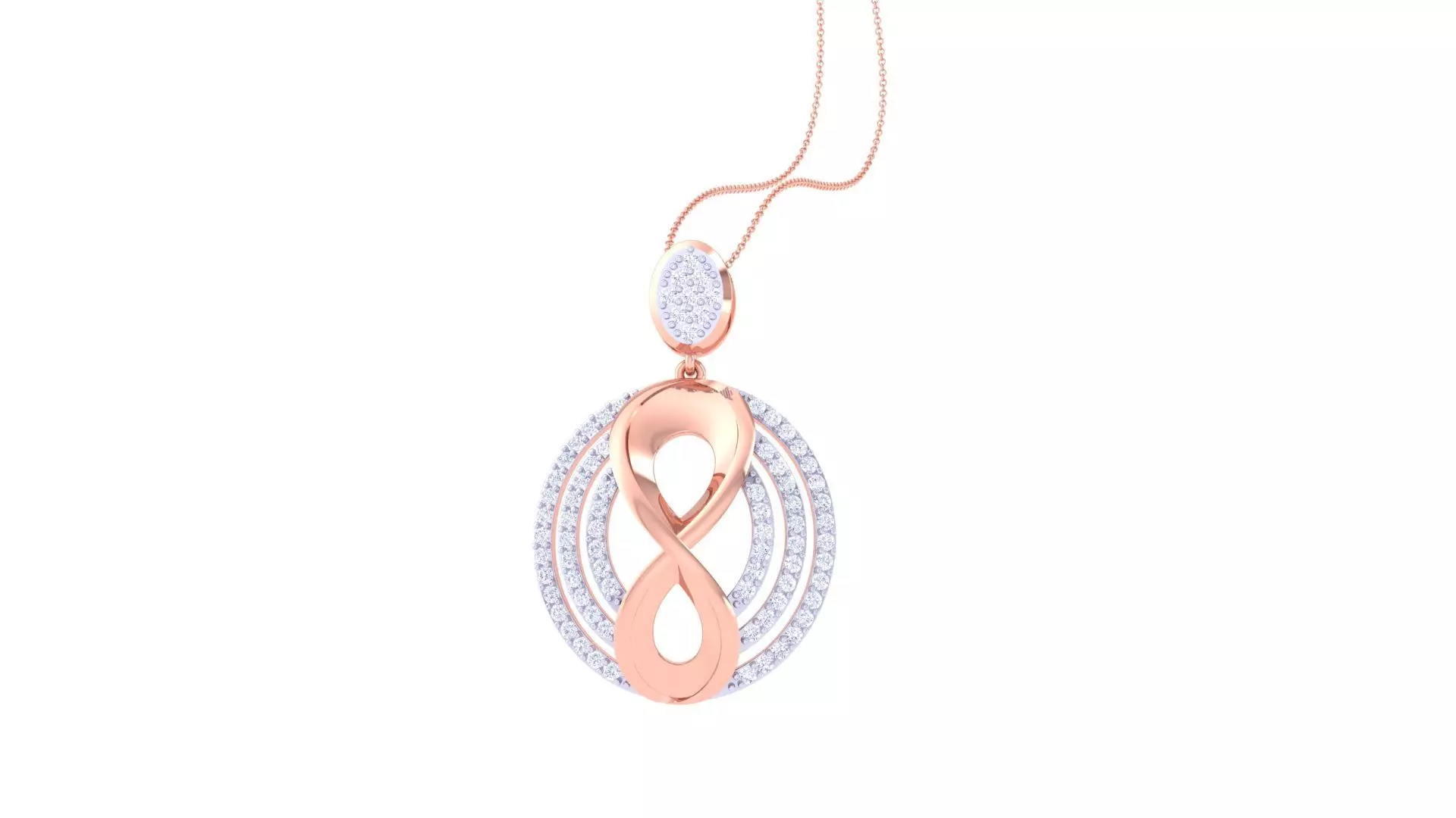 Infinity High Jewelry Diamond Pendant Necklace 3dm stl 3mf obj 3D print model_0