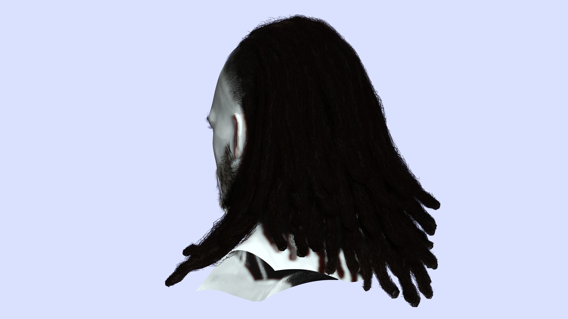 Long Hair Man - Dread Locks Low-poly 3D model_4