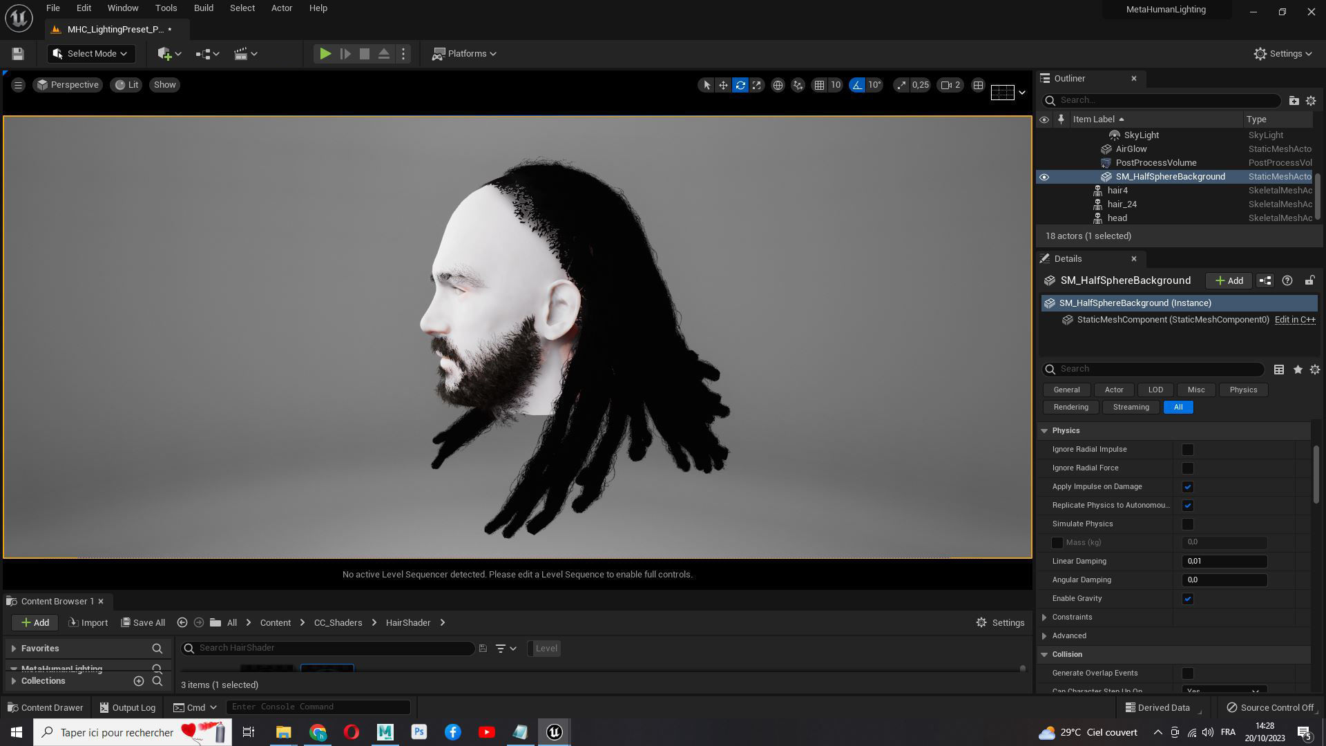 Long Hair Man - Dread Locks Low-poly 3D model_17