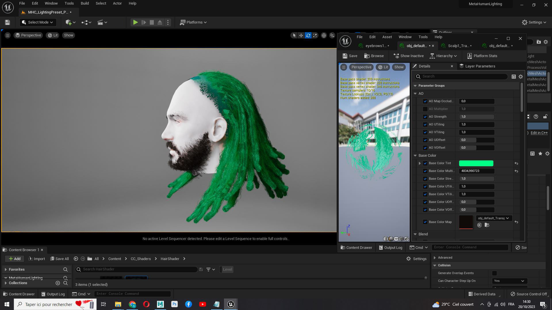 Long Hair Man - Dread Locks Low-poly 3D model_18