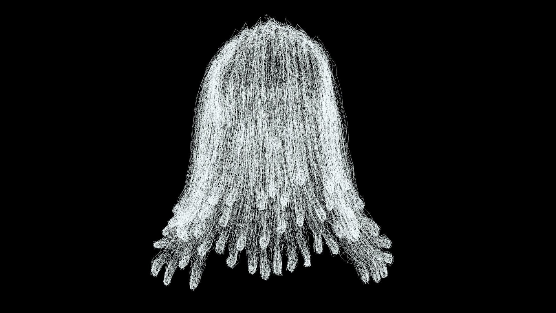 Long Hair Man - Dread Locks Low-poly 3D model_10